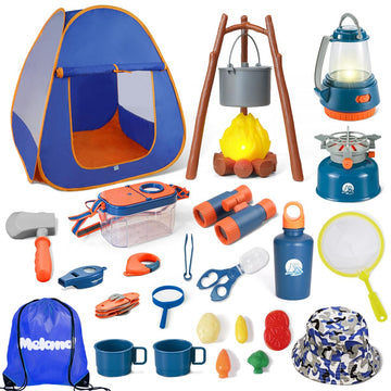 Meland Kids Camping Set - Blue Tent & Outdoor Gear Toy for Toddlers, Perfect Birthday Gift for Pretend Play Adventures