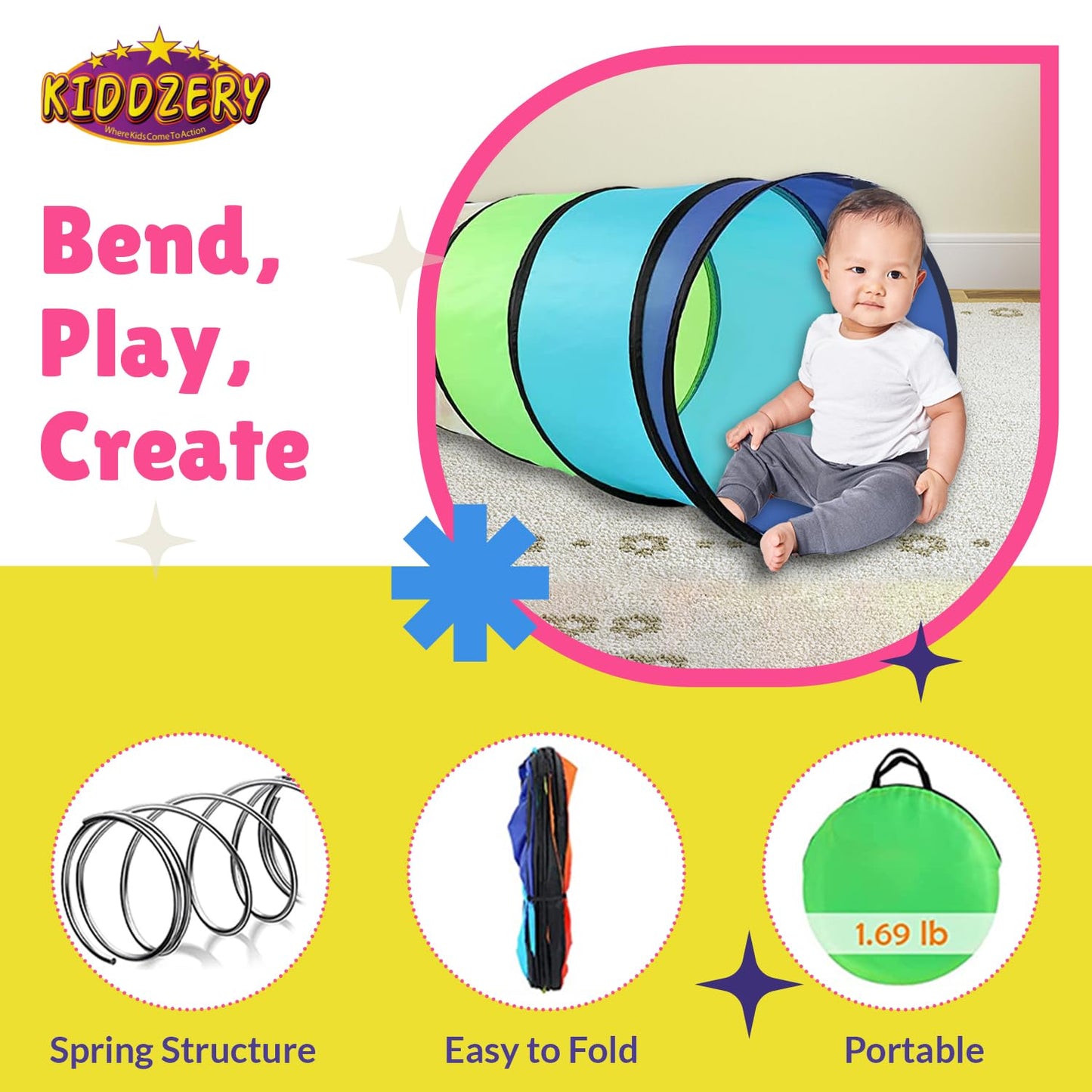 Kids Play Tunnel Set For Toddlers | Double Tunnels For Indoor And Outdoor Fun | Pop-Up Crawl Tunnels For Babies, Toddlers, And P