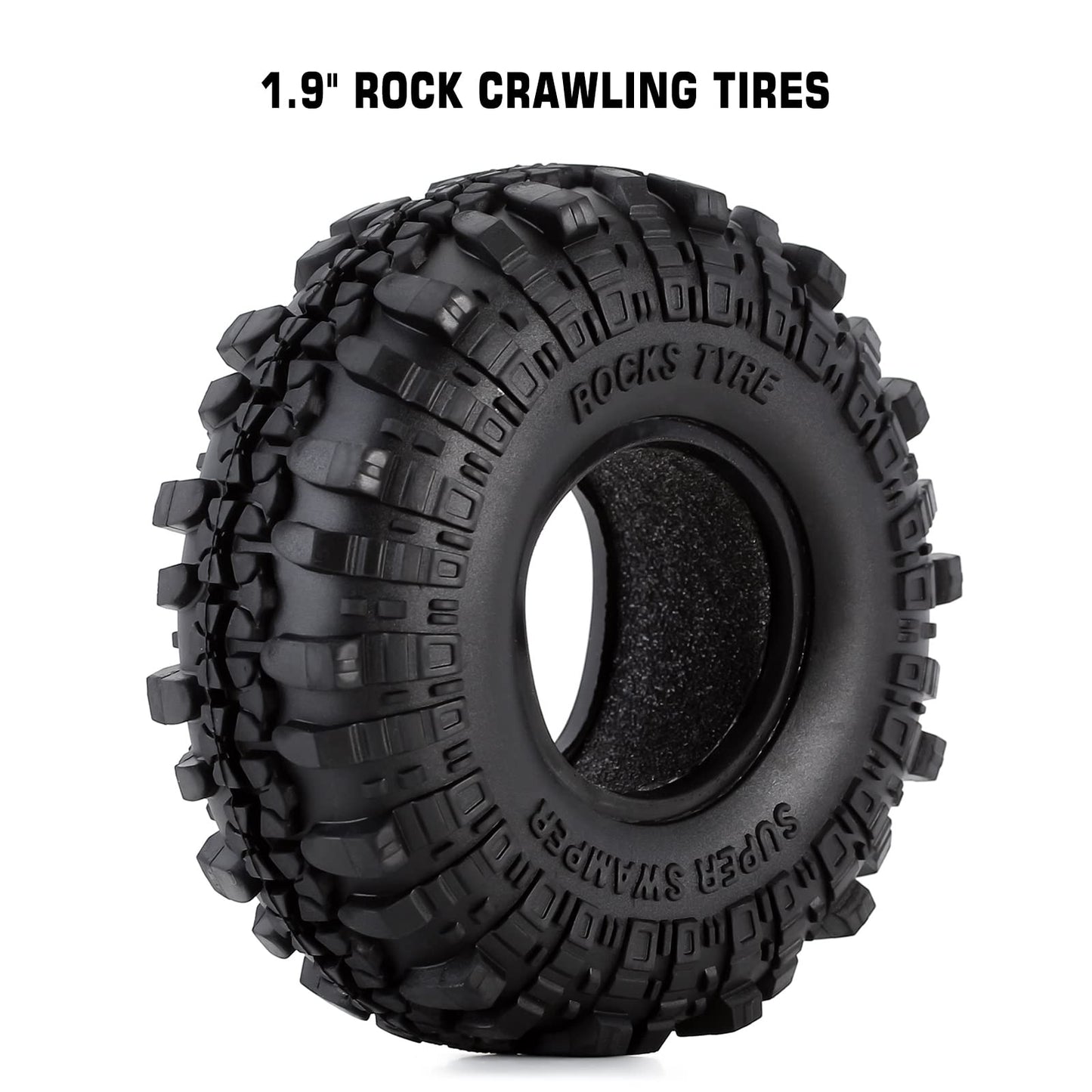 INJORA RC Tires 1.9inch 4Pcs RC Rubber Tyre Set Wheel Tires for 1:10 RC Crawler Axial SCX10 90046 SCX10 III AXI03007 Tamiya CC01