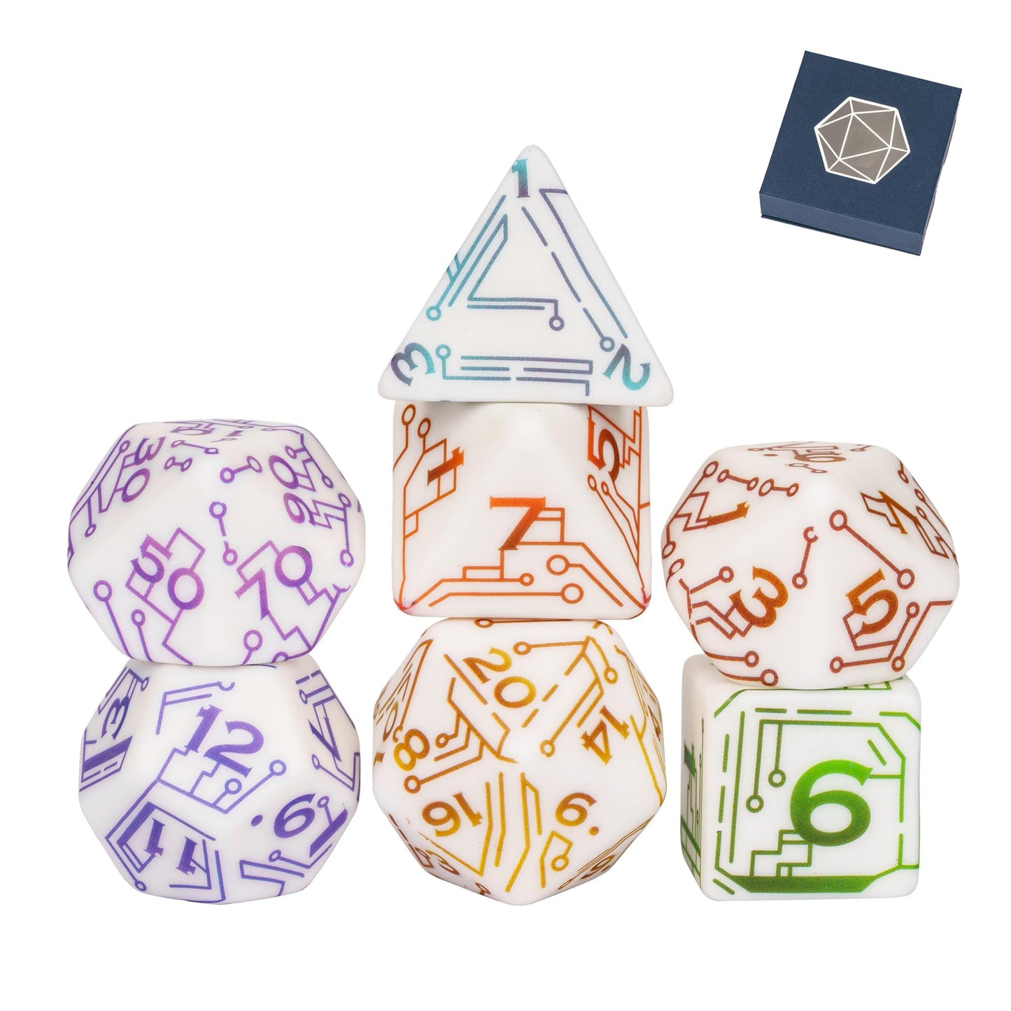 HDdais 7PCS Resin D and D Dice Set, RPG Dice Set with Gift Case for D&D Dungeons and Dragons and Other Tabletop Games