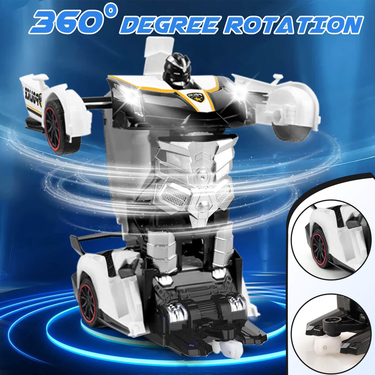 YOTOY Remote Control Car Toy for Kids 4 5 6 7 8, Transform Police RC Cars Toy, Robot Car, Birthday Gift for Kids Toys Age 4 5 6