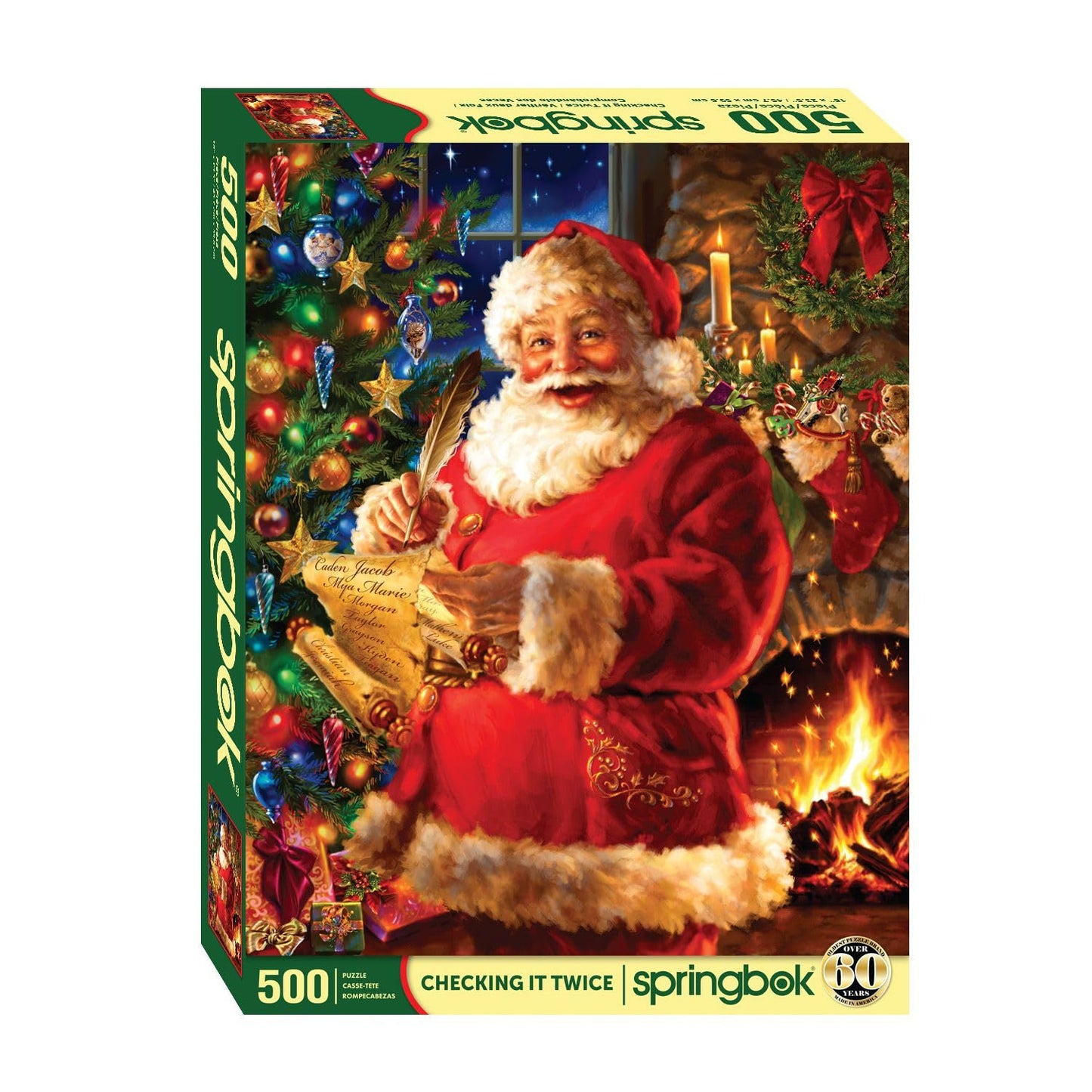 Springbok - Checking It Twice - 500 Piece Jigsaw Puzzle- Santa Checking His Holiday List