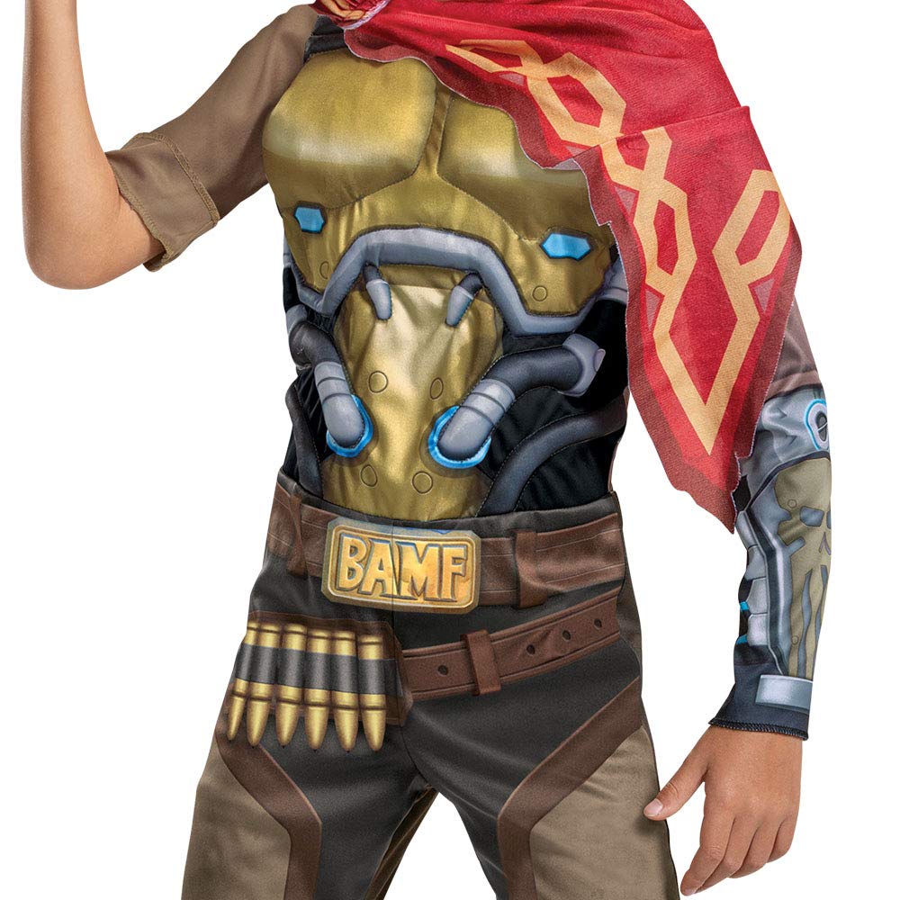 Disguise Overwatch McCree Costume Video Game Inspired Character Outfit for Kids Muscle Padded Jumpsuit Child Size Large (10-12) Brown & Red 104549G