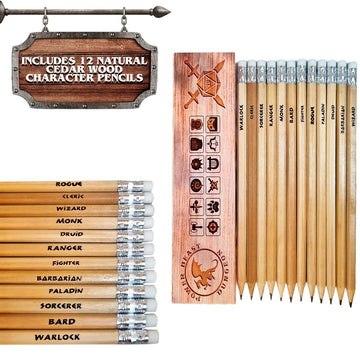 Power Beast Dungeon 12 Character Class Pencils for Dungeons and Dragons, D&D, Dungeon Master Gift, DND, D&D 5e, Pathfinder, Role