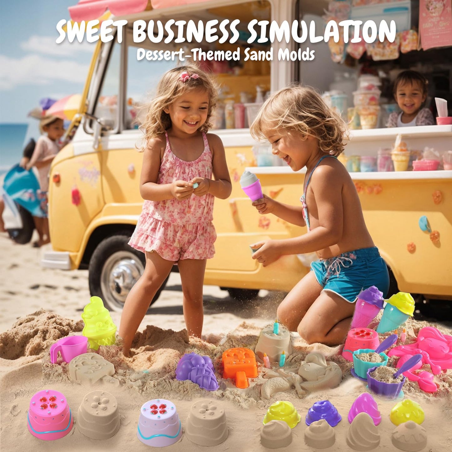 TOY Life 41 Pcs Beach Toys Collapsible Sand Toys Toddlers with Silicone Bucket Shovels & Sand Castle Building Kit Molds, Sandbox