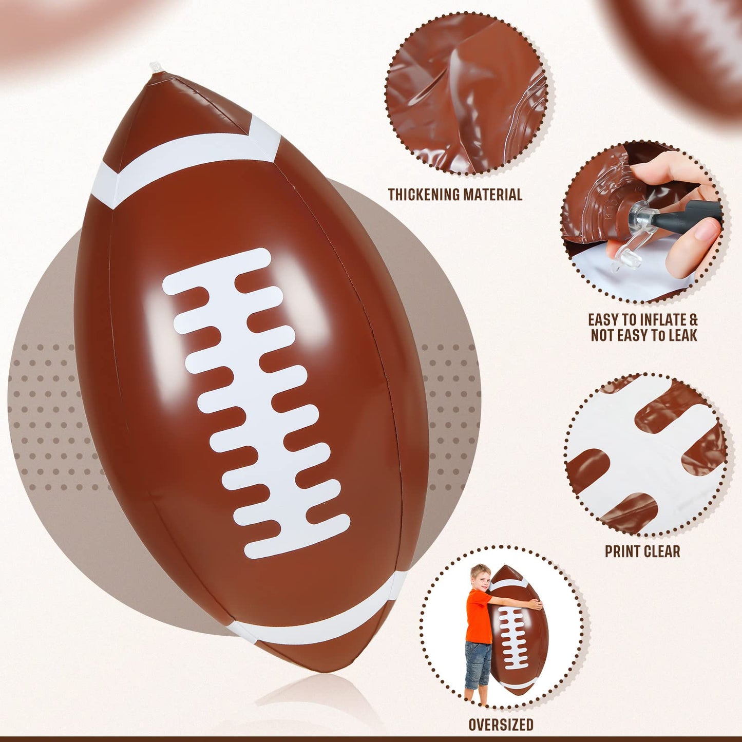 Sanwuta 37'' Giant Jumbo Inflatable Football With Tee Set For Football Party Decoration Inflatable Football Party Supplies Footb