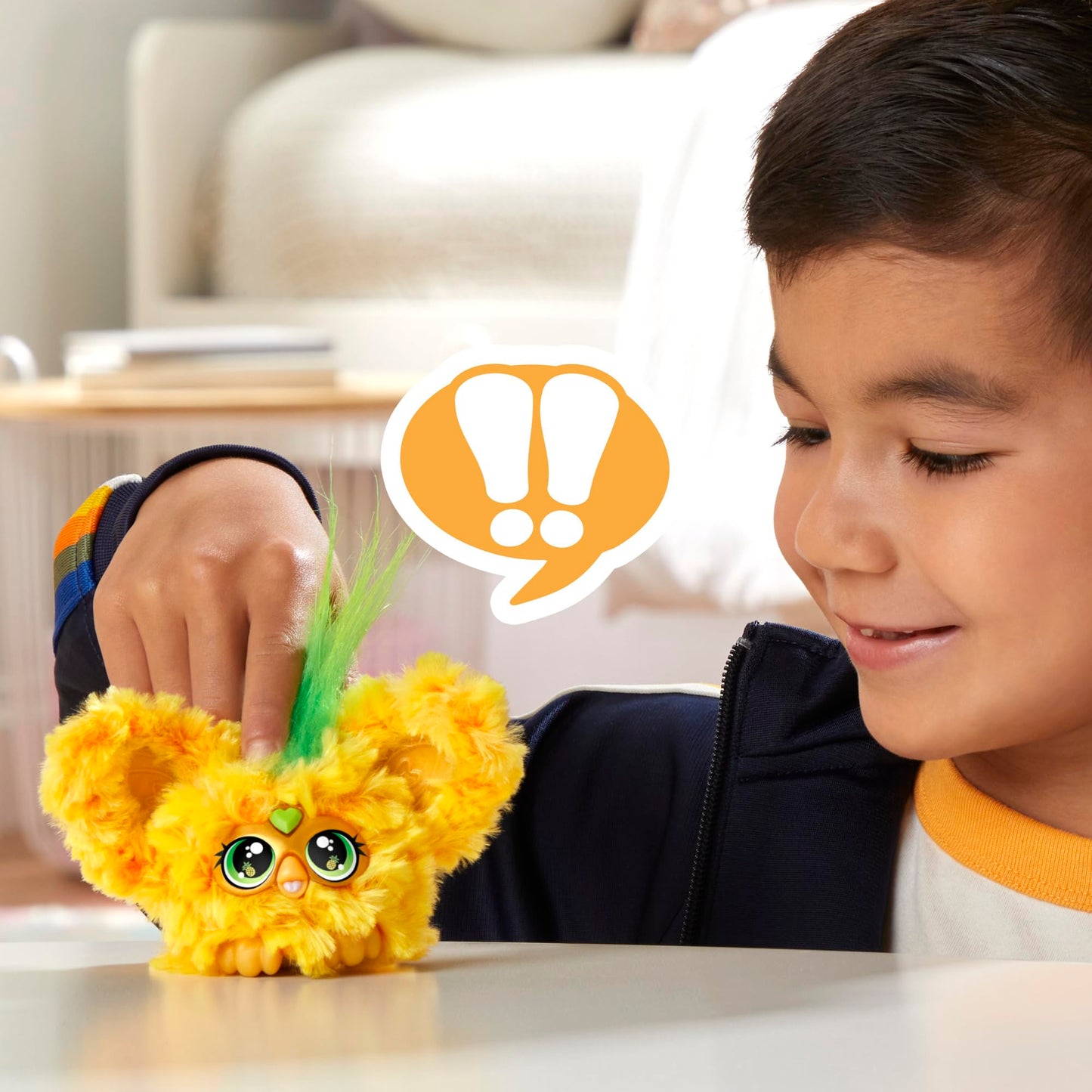 Furby Furblets Hoo-Lah Pineapple Mini Friend, 45+ Sounds & Music, Speaks Only Furbish, Electronic Plush Toys For 6 Year Olds & Up, Yellow & Green