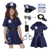 Koatobbor Girls Police Officer Costume Kids Cop Outfit for Halloween Cosplay Costume with Badge Necklace (5-6 Years)