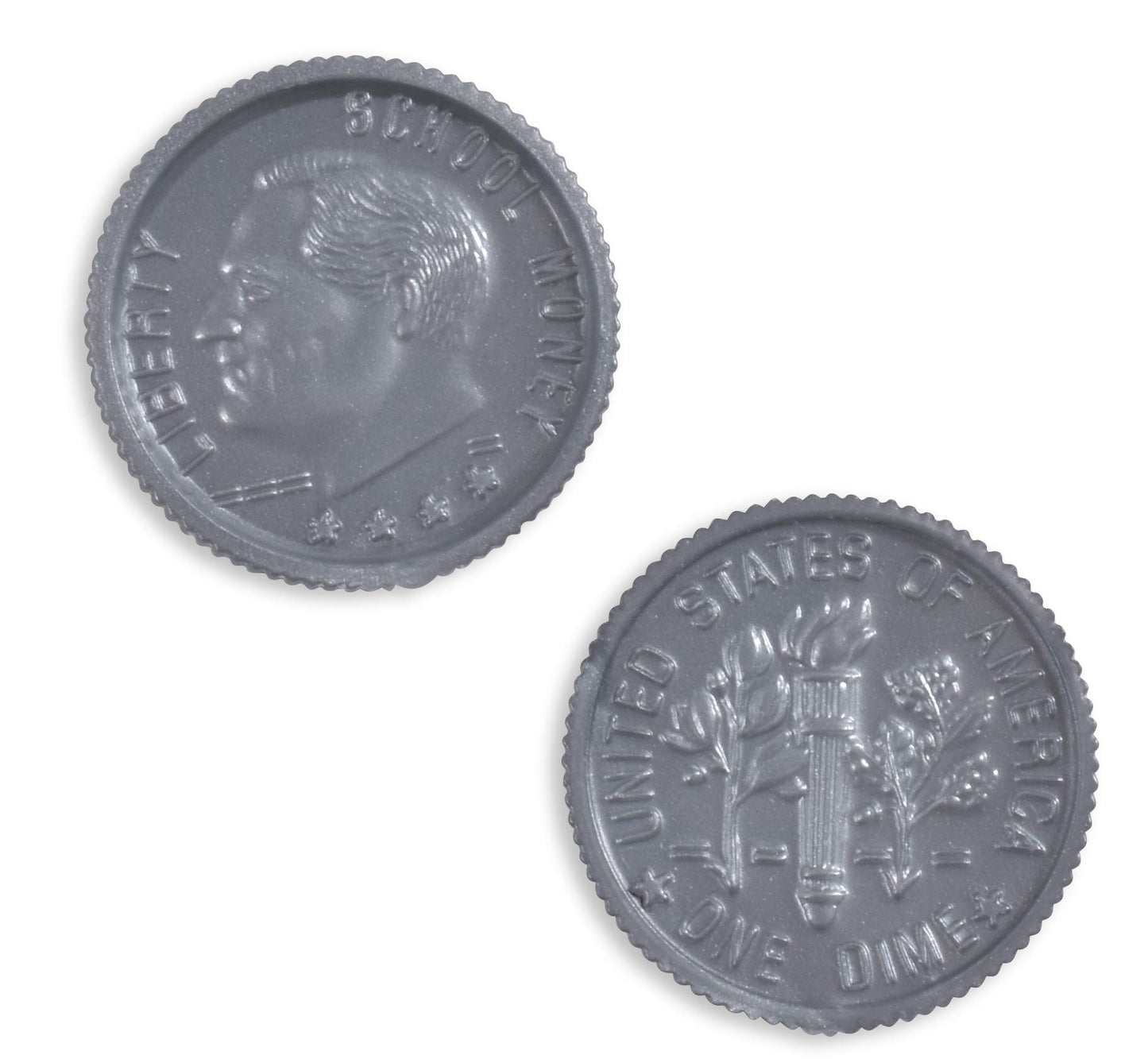 LEARNING ADVANTAGE-7523 Play Dimes - Set of 100 Plastic Coins - Designed and Sized Like Real US Currency - Teach Money Math With