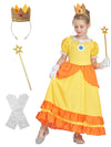 IKALI Princess Costume for Girls, Yellow Princess Dress Outfit With Accessories Crown, Wand and Gloves, Kids Toddlers Birthday F