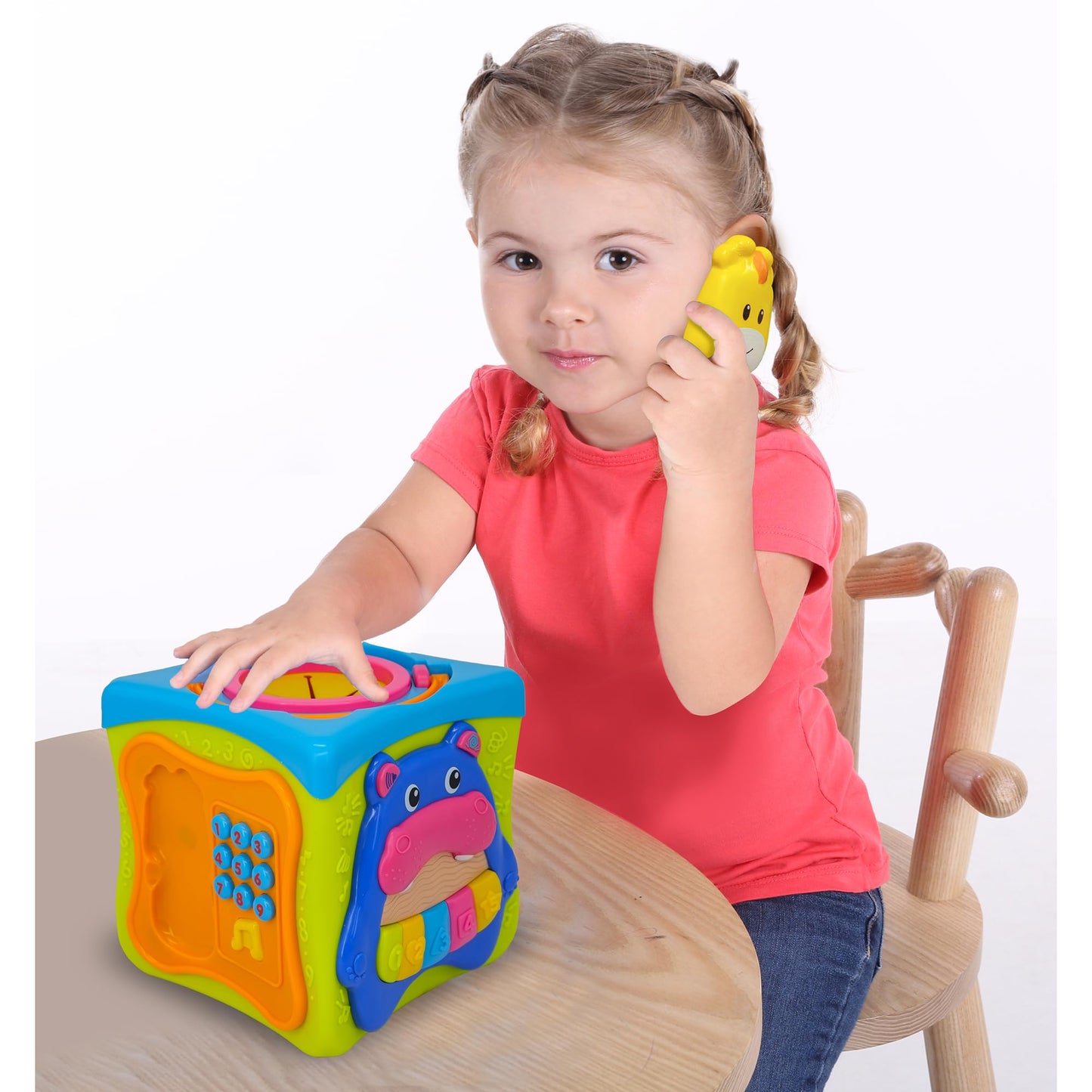 Kiddieland: Light & Sound: Activity Cube - Music & Animal Themed Interactive Toy, 6 Activities, Shapes Sorter, Piano Keys, Kids & Toddlers Ages 1 +
