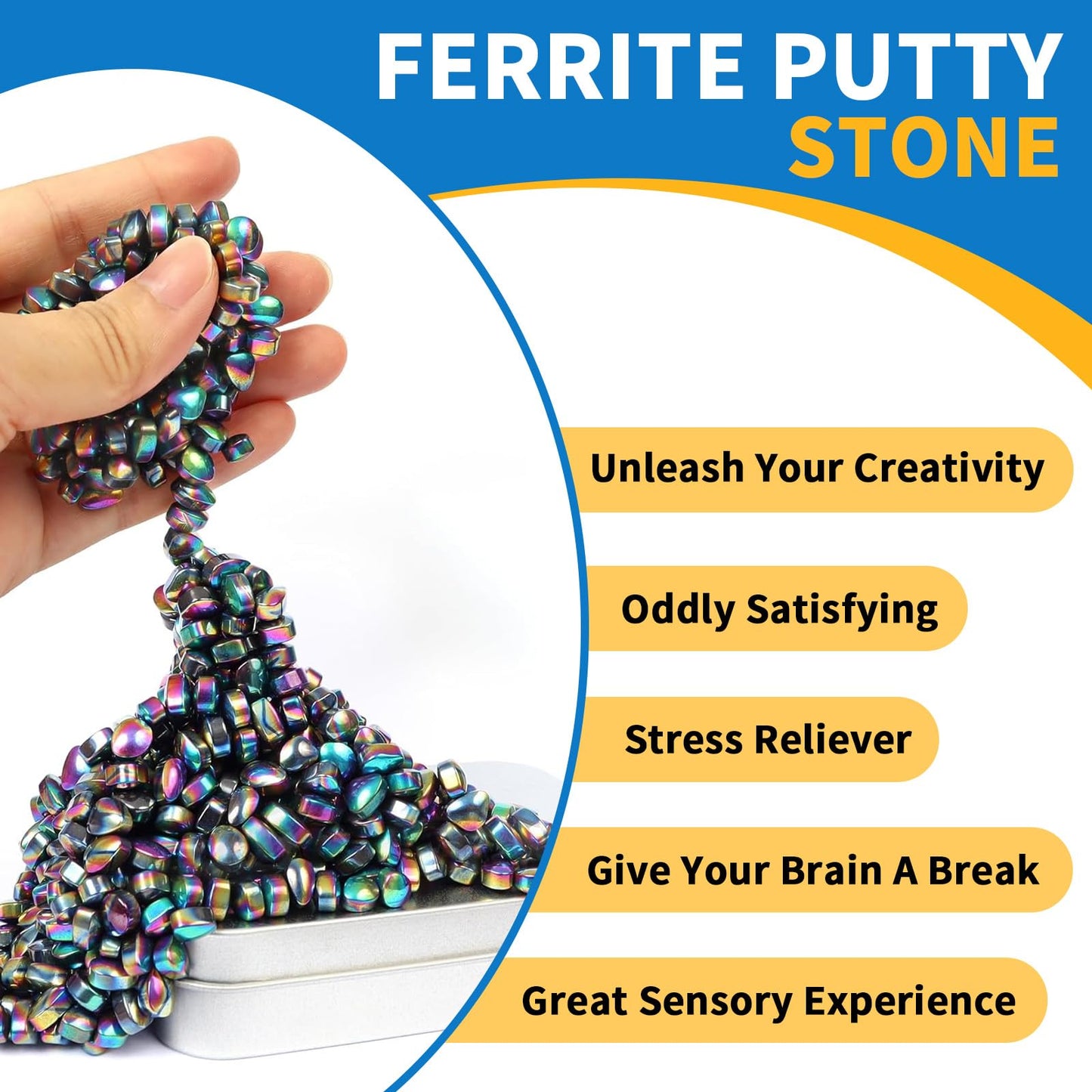 Srenmsmt Ferrite Putty, 1100 Pcs Magnetic Fidget Toy, Crags Ferrite Putty, Fidget Toys Adults For Office Stress/Anxiety Relief,