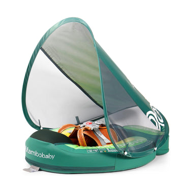 Upgread Mambobaby Float With Upf 50+ Sun Protection Canopy Big Buoyancy Non-Inflatable Solid Baby Swim Pool Float For Ages 3-24