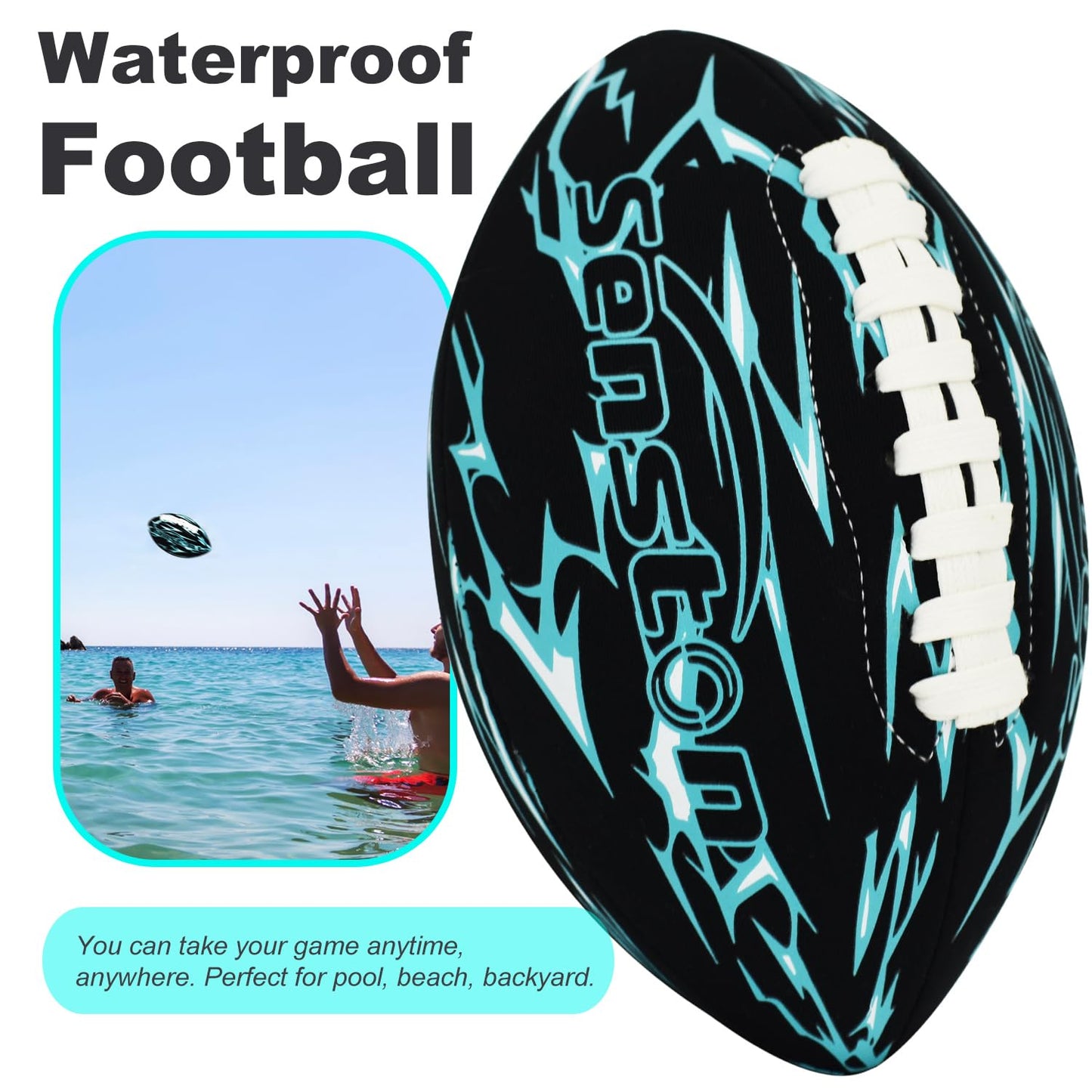 Senston Waterproof Football For Pool 9.25 Inch Pool Football Beach Football For Pool Toy Football For Swimming Football For Fami
