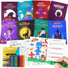 MOJMBSBY Halloween Activity Coloring Books with Crayons, 8 Books with 12 Pages Each, Games and Puzzles, Waterproof Cover, 6.65x4