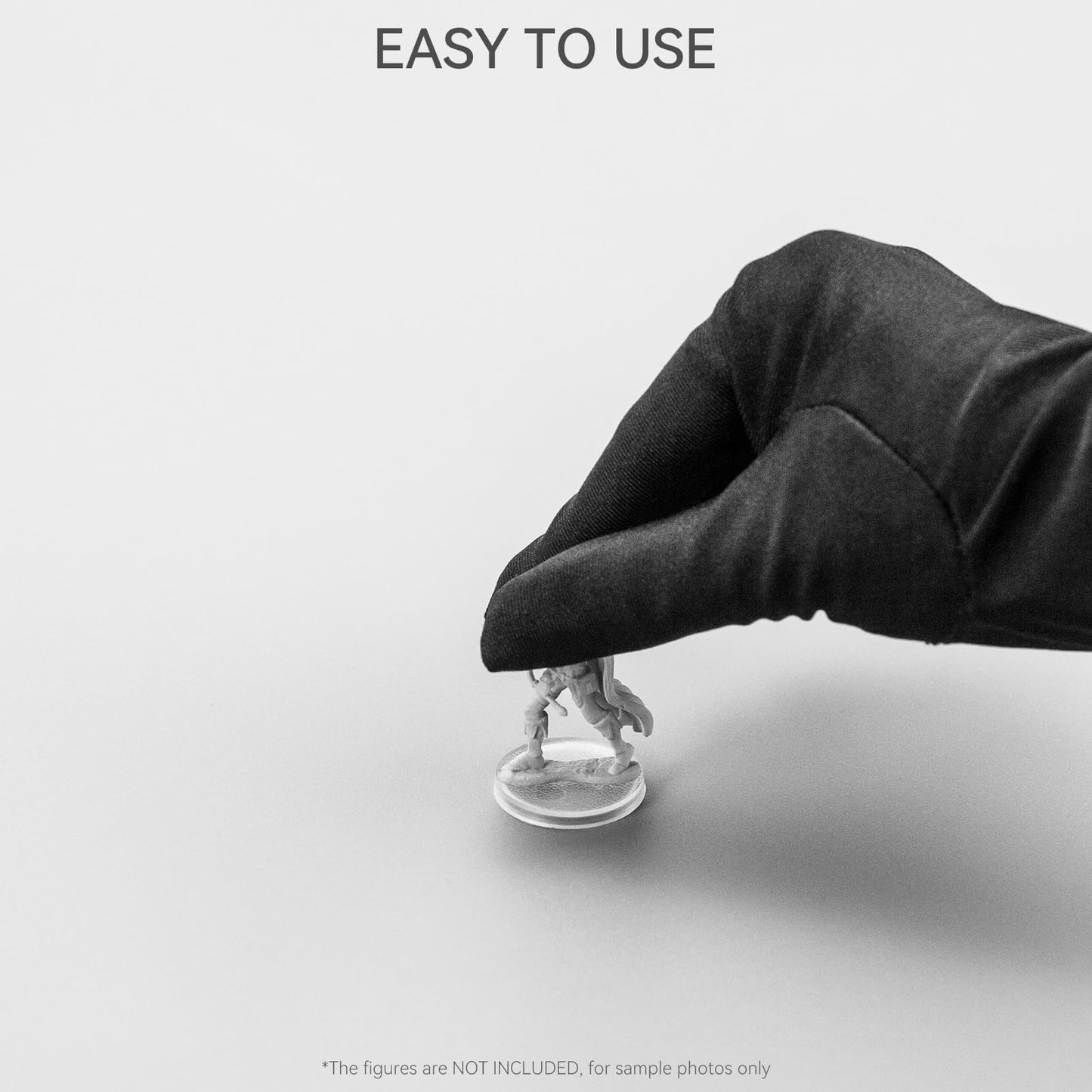 100PCS Miniature Bases+120PCS Adhesive, 25mm or 0.98inch Round Clear Black Plastic Model Bases for Gaming Miniatures Collectible