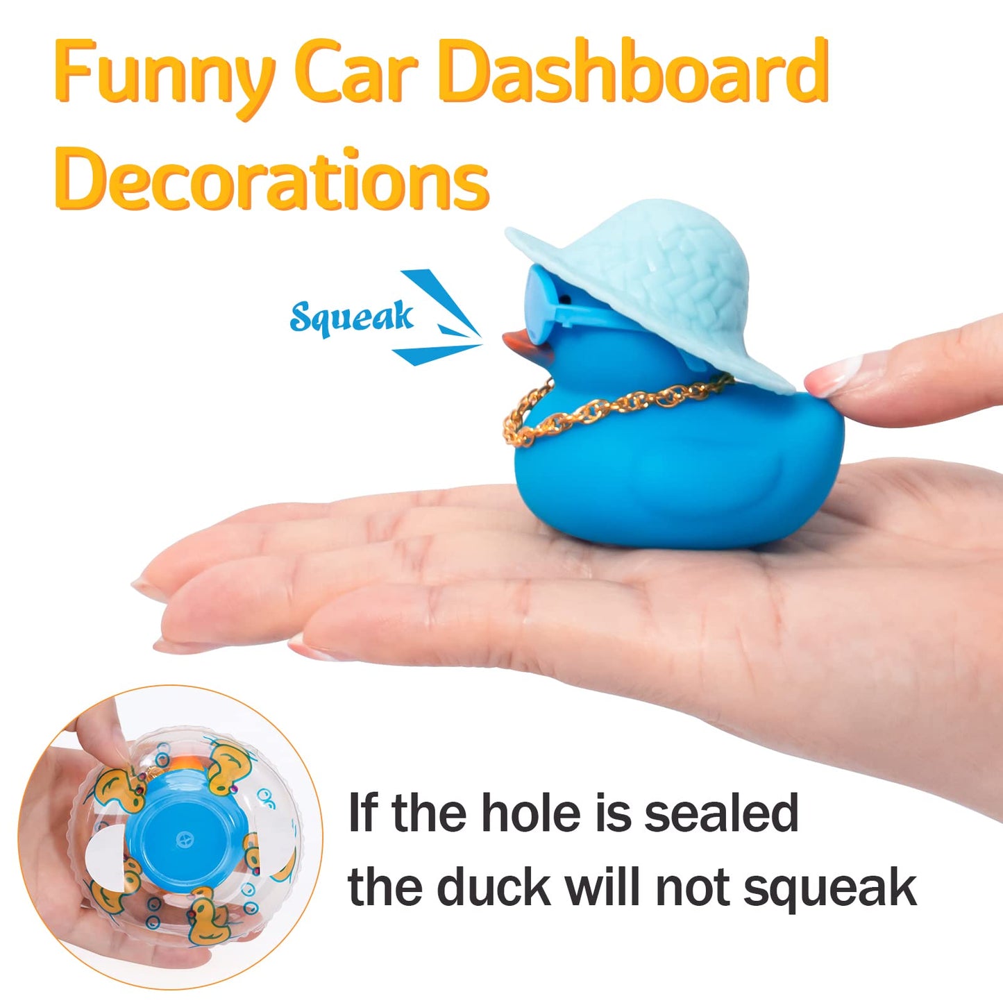 Wonuu Rubber Ducks - Pink Car Dashboard Decorations, Rgb+Blue-Clear