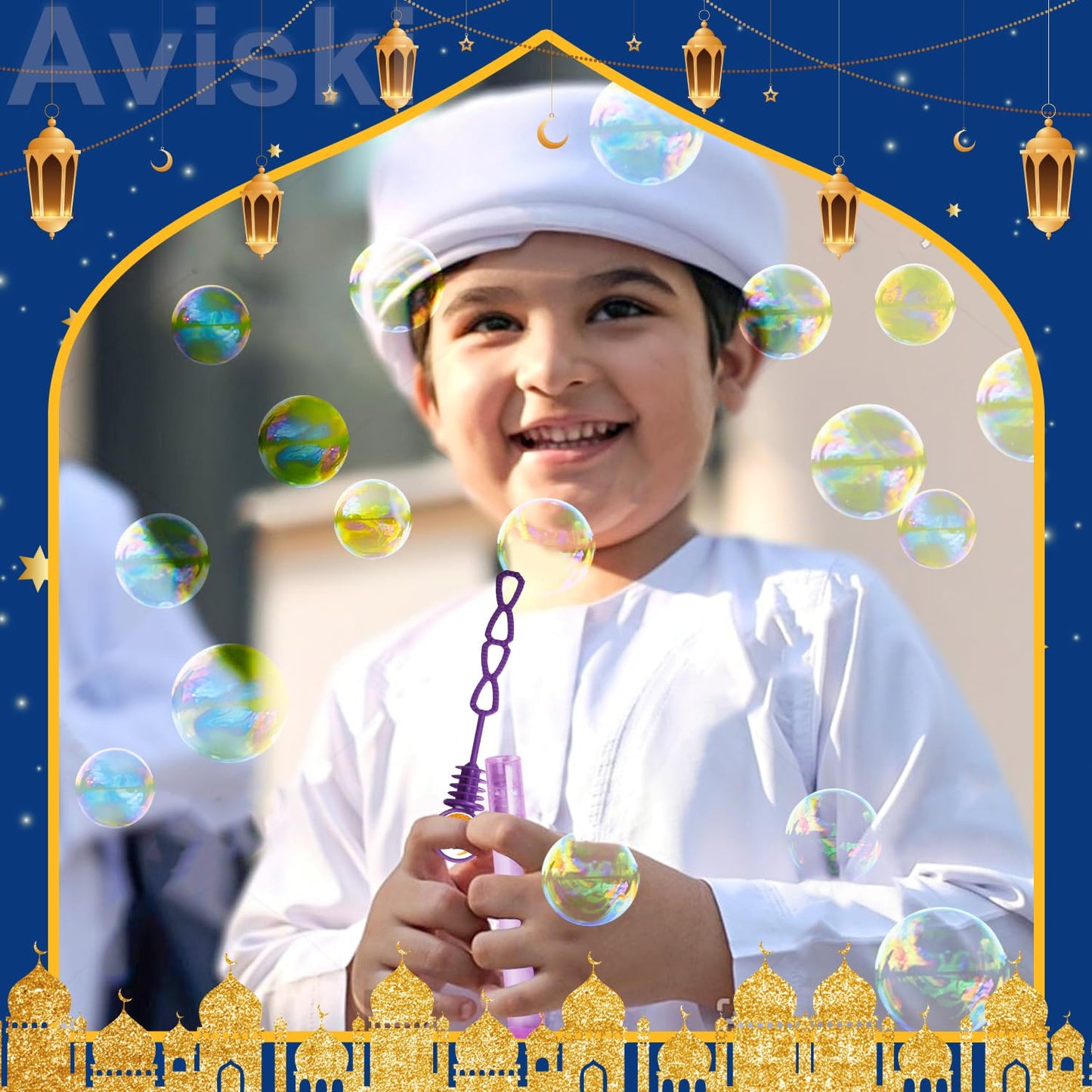 80Pcs Eid/Ramadan Mubarak Bubble Wands, Mini Bubble Wands for Eid Party Favors, Islamic Gift Toys for Girls Boys Kids Toddler Ad