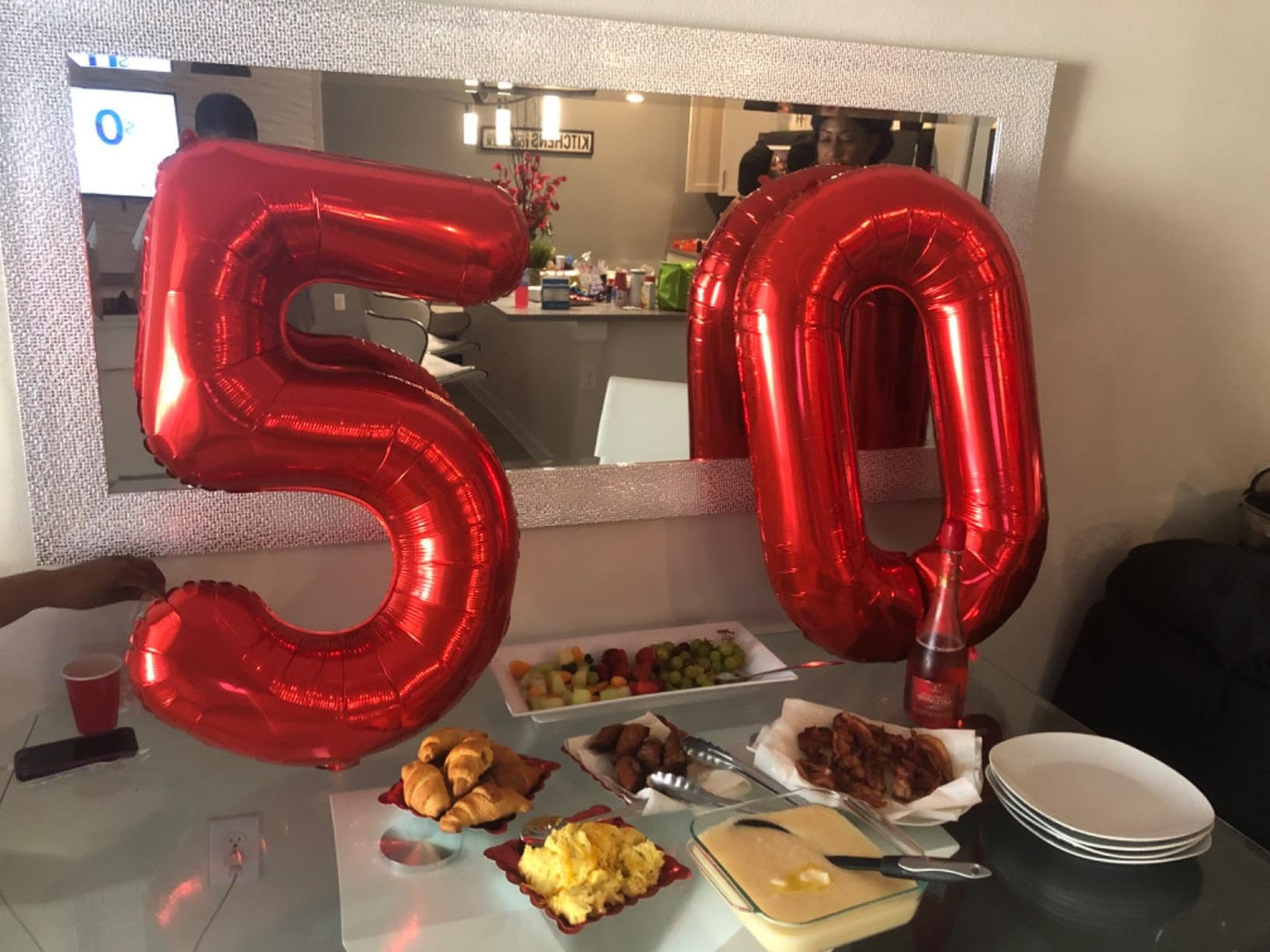 Paticool 40 Inch Red Number Balloon 0, Large Number Foil Mylar Balloons For Birthday Party Celebration Decorations Supplies, Dig