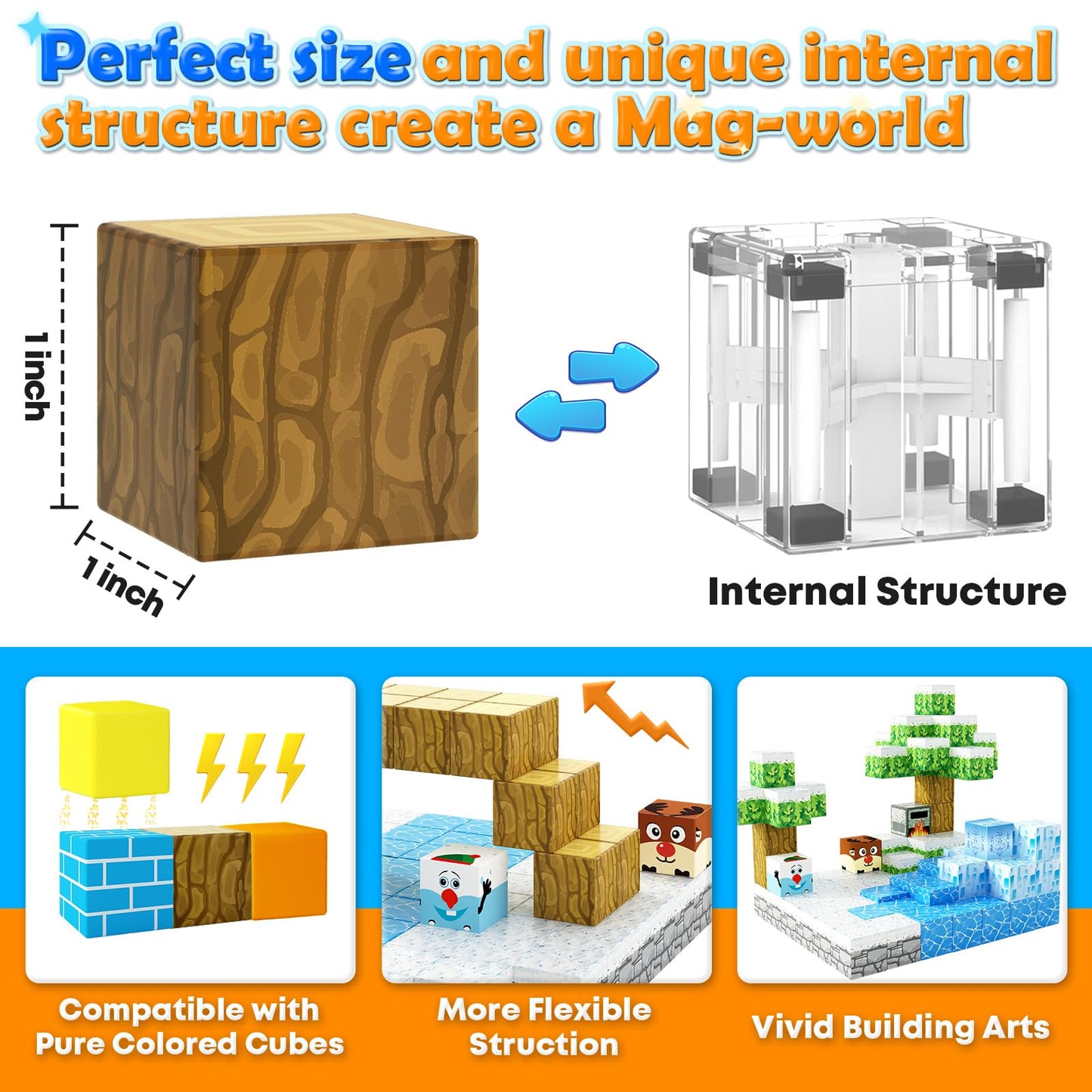 120PCS Magnetic Blocks-Build Mine Magnet World Ice & decorative replica blade Edition Building Blocks Kids Toys STEM Sensory Toys for Ages 3-4 5-7 8-13 Gifts for 3 4 5 6 7 8 Year Old Boys Girls