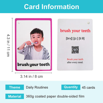 Lilias Daily Routines Flash Cards, Toddler Learning Toys, Preschool Learning Toys, Homeschool Supplies, Learning Supplies For Kindergarten, 4.3 X 3.14 Inch, 45 Cards In Set