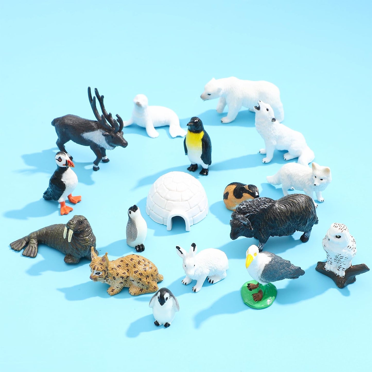Onest 17 Pieces Mini Arctic Animals Figurines Set Polar Animal Toys Plastic Arctic Tundra Deer Toy Animal Small White Bear Arctic Fox For Kids Birthday Gifts