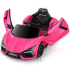 Elemara Licensed Lamborghini Ride On Car With Scissor Door,Electric Car For Kids With Remote Control,12V Kids Car With Bluetooth,Led Light,Mp3 Player And Wide Seat(Pink)