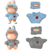 Doll Clothes Compatible with Labubu 2 Set Outfits(4 Pieces) Adorable 17cm/15cm Handcrafted Crochet Doll Clothes Ropa Designer Accessories for La Bubu Hat & Sweaters (Blue &Gray)