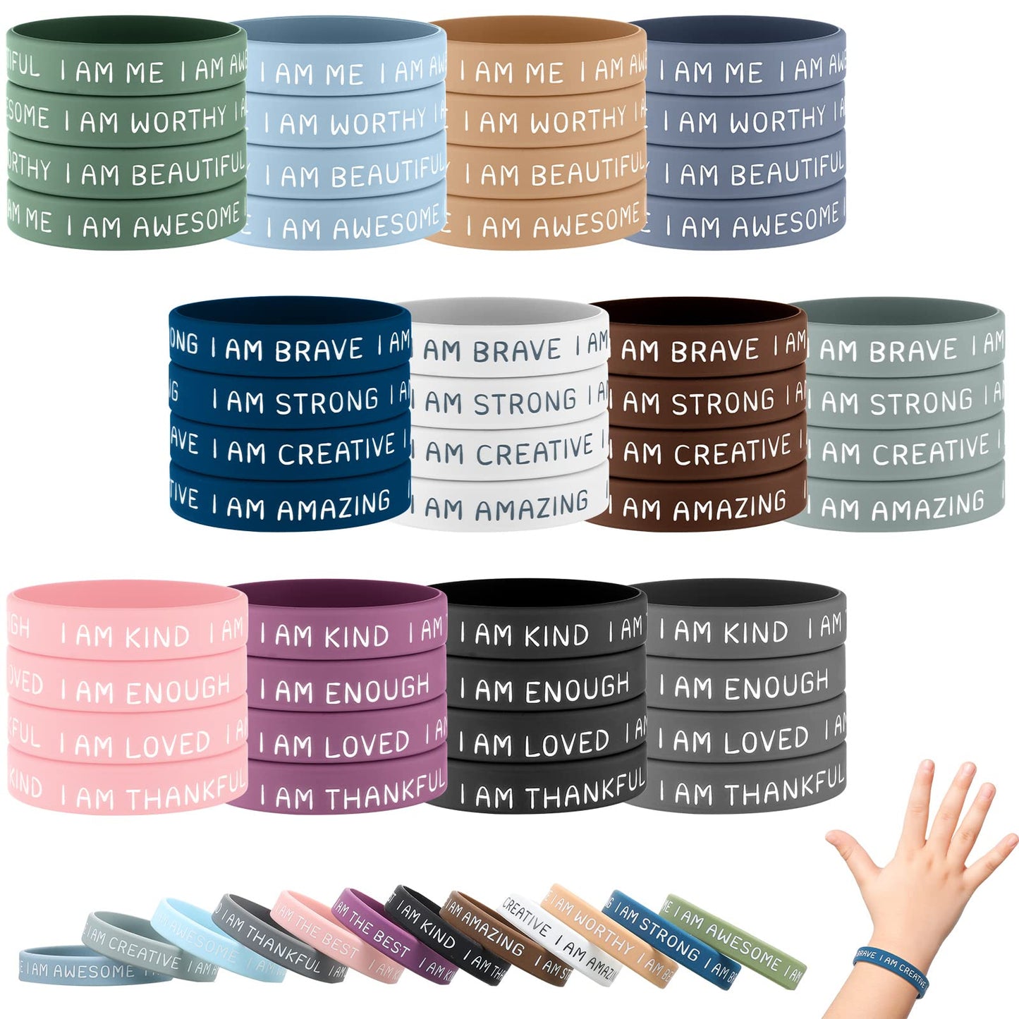 Sratte 48 Pcs Inspirational Silicone Wristbands Rubber Stretch Unisex Easter Bracelets End Of School Year Gift For Student(Vibra