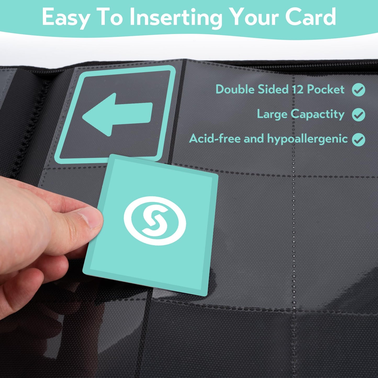 SMYV 12 Pocket Trading Card Binder enhanced PU Cover Card Binder for 720 Cards Ringless Side Loading Card Collection Album Folders for MTG TCG Game Cards & Sports Cards (Blue)