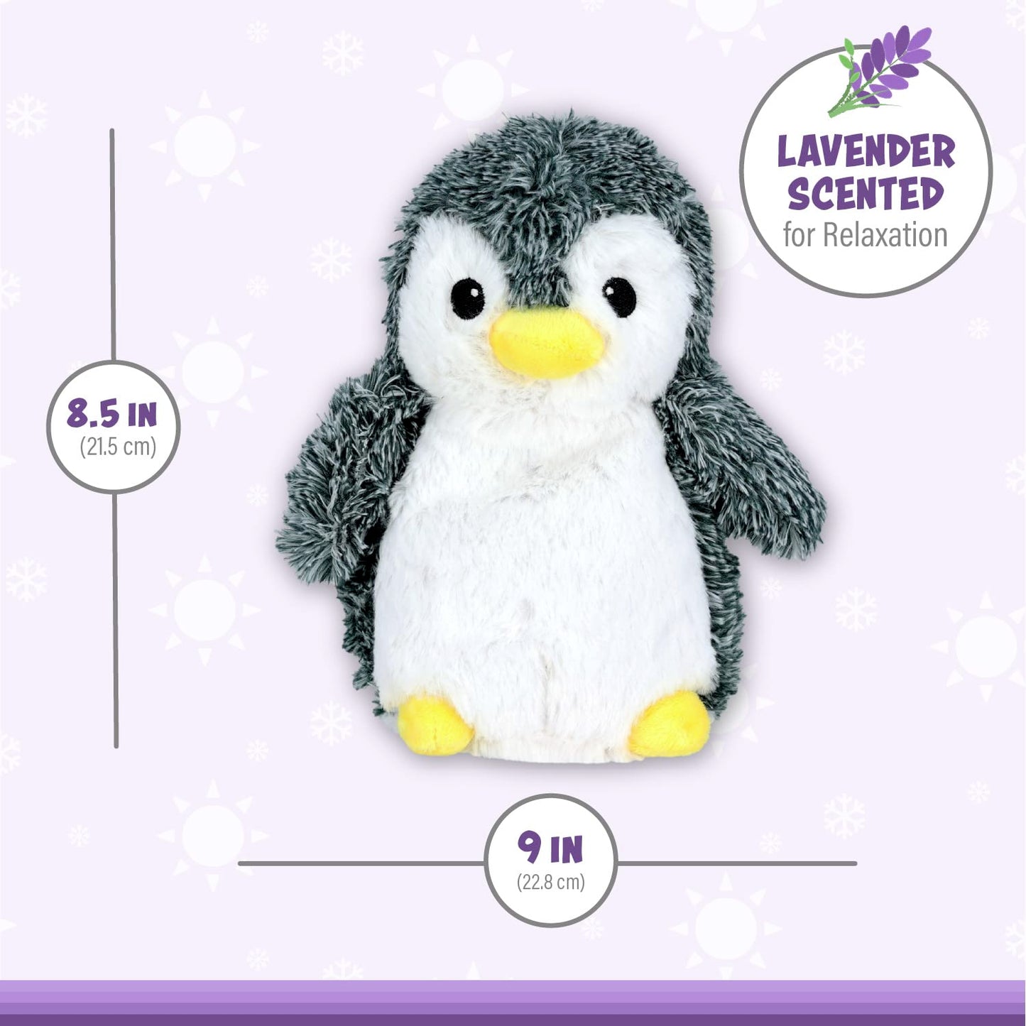 Warm Pals - Peppy Penguin - 1.5Lbs - Cozy Microwavable Lavender Scented Plush Toys - Heated Stuffed Animal - Heatable Coolable Bedtime Comfort Plushie