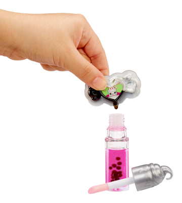 Yummiland Lip Gloss Doll: Sour Sweeties - Misty Cakes Includes DIY Lip Gloss + Removable Keychain, Cosmetic Play, Collectible, A