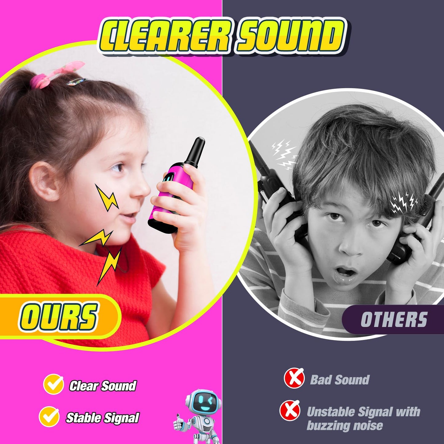 Kids Walkie Talkies Toys For Girls: Comedyfun Mini Robots Walkies Talkies 2 Pack Birthday Gifts For 3 4 5 6-8 Year Old Girls Toy