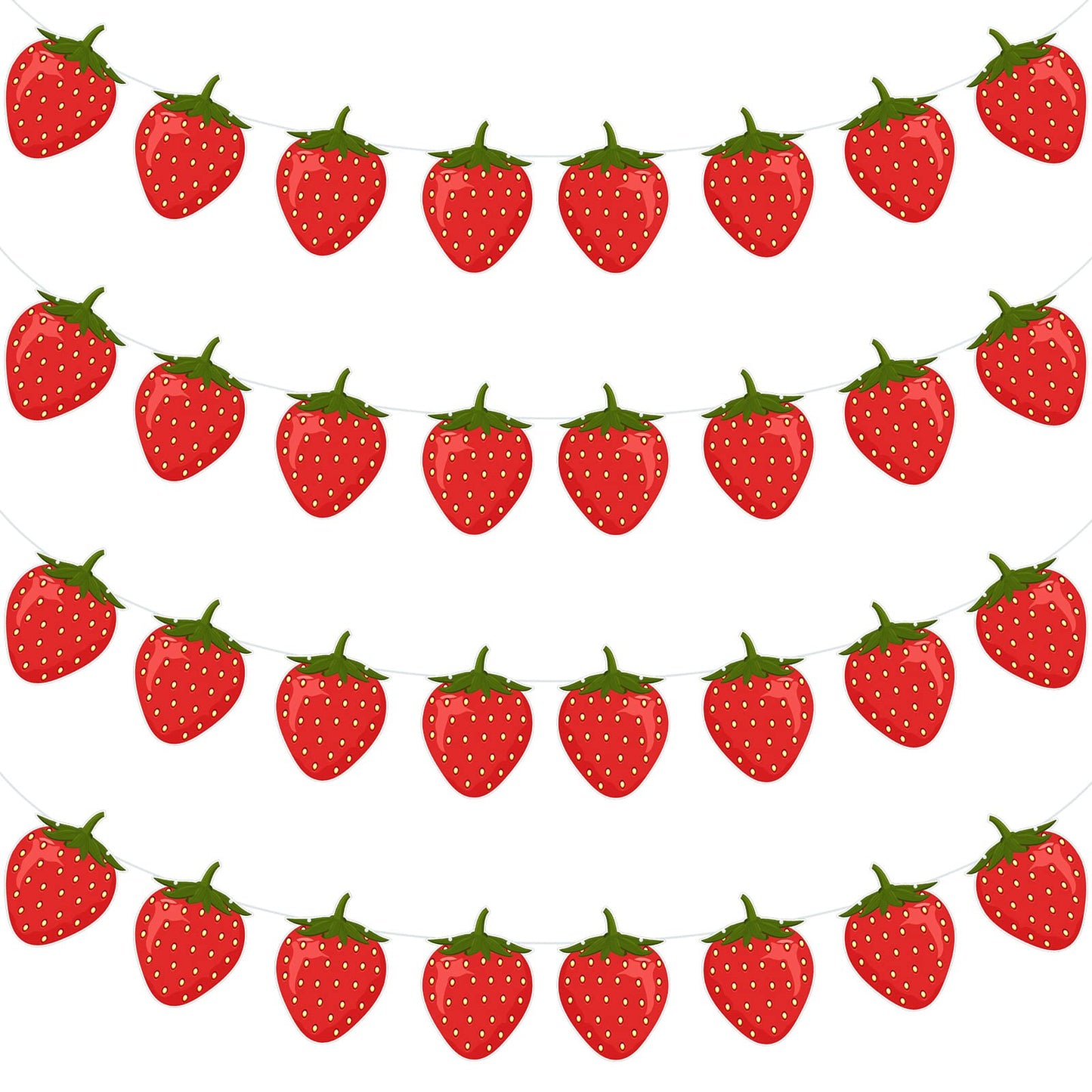 Lewtemi 4 Pcs Berry First Birthday Decor Strawberry Baby Shower Decorations Strawberry Hanging Banner Berry Garland For Strawberry Themed Party Favors Supplies(Red)