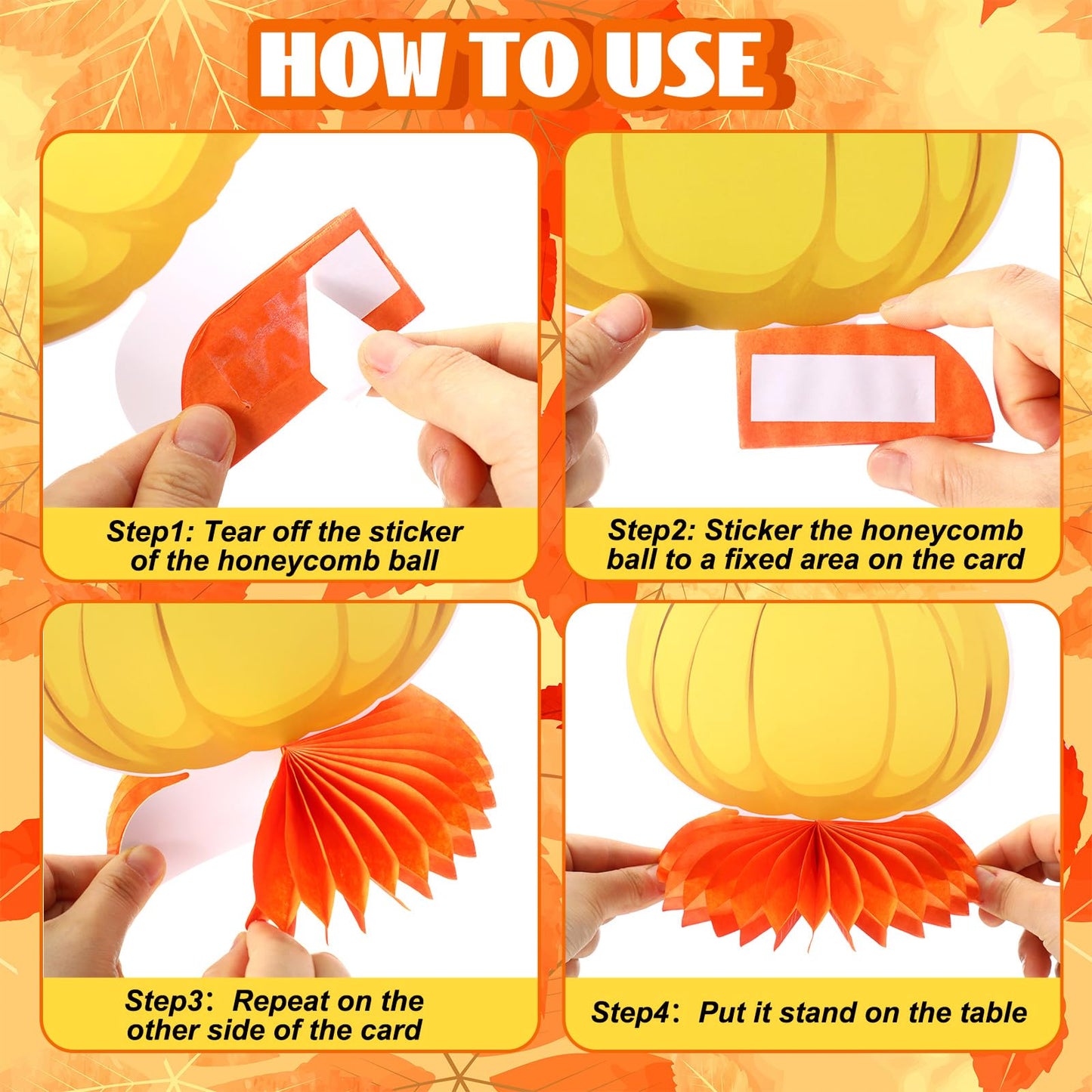 12 Pcs Fall Thanksgiving Pumpkin Honeycomb Centerpiece Fall Party Decoration Orange Gold Pumpkin Table Decoration Autumn Table T