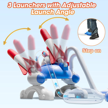 Cxjoigxi Rocket Launcher For Kids, 6 Foam Toy Rockets And 2 Launch Pads For Multiplayer, Soars Up To 100 Feet, Fun Outdoor Toys
