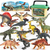 OENUX Dinosaur Toys Playset - 12pcs Realistic Plastic Figures with Educational Booklet for Kids Age 3-7, Multicolor