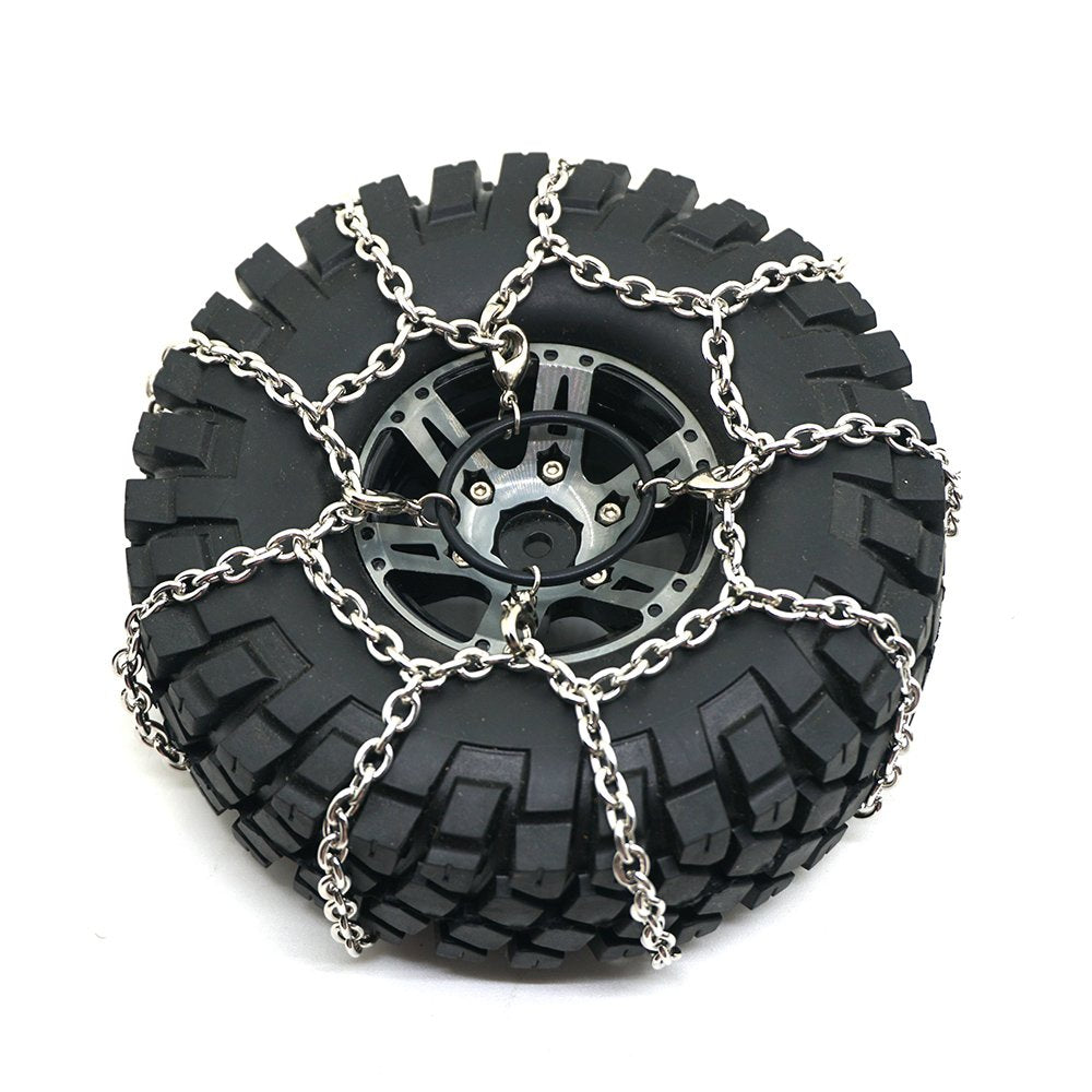 Rclions 4Pcs Steel Rc Snow Chains Anti-Skid For 1.9Inches 114Mm Wheel Tyre Trx4,Scx10,Scx10-Ii 1/10 Crawler Truck Car