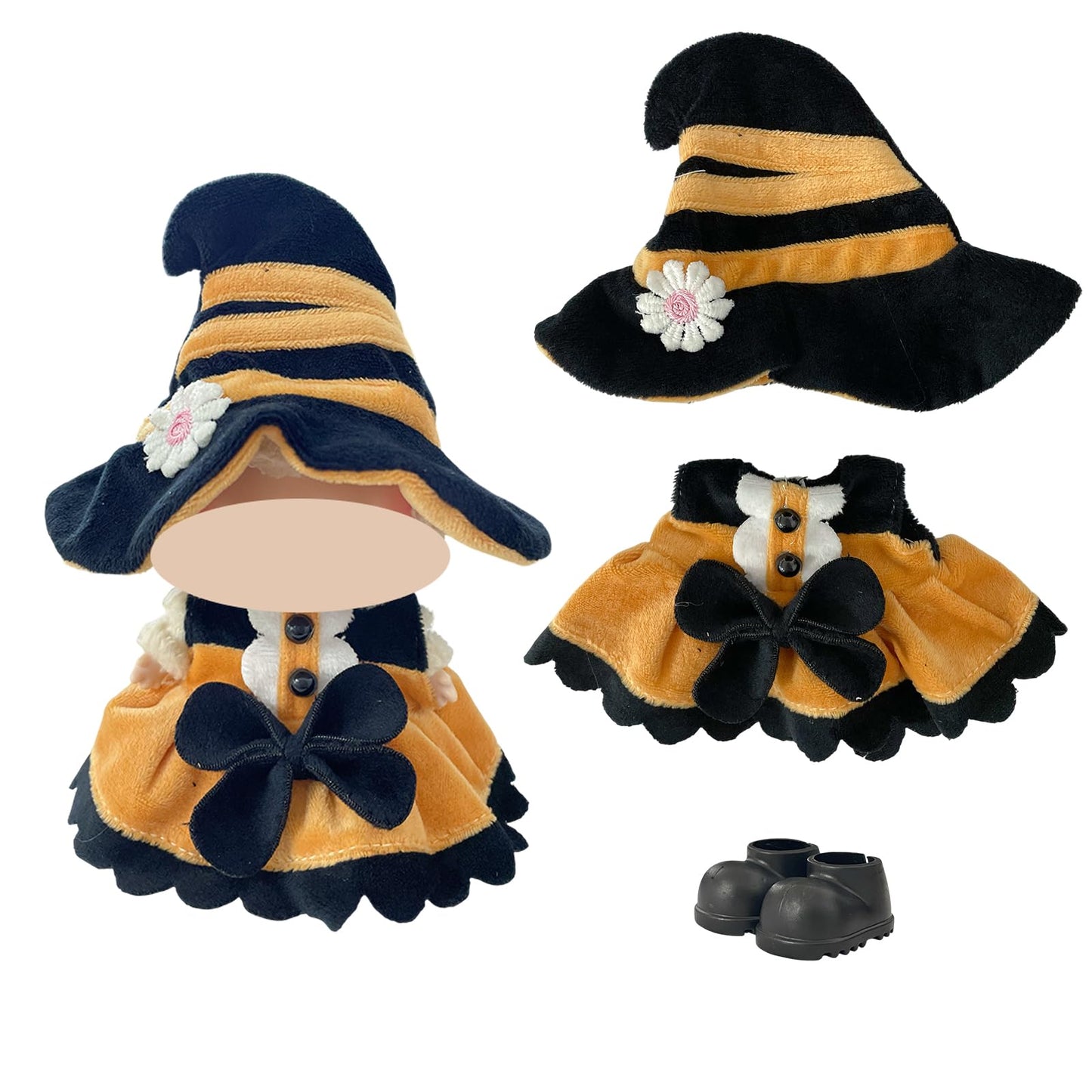 Ezcora Doll Halloween Clothes Set for 17cm Dolls enhanced Fashion Halloween Black Bat Dress Include Shoes for Doll Accessories