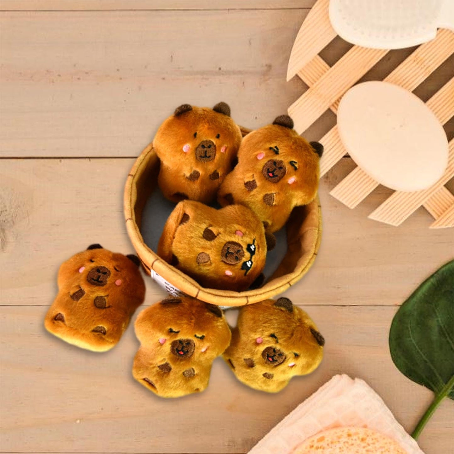 Inspirational Emotional Support Capybara Plush Toy, 6 Cute Stuffed Capybaras Soak in 1 Plush Bathtub, Funny Stuffed Animal Gift