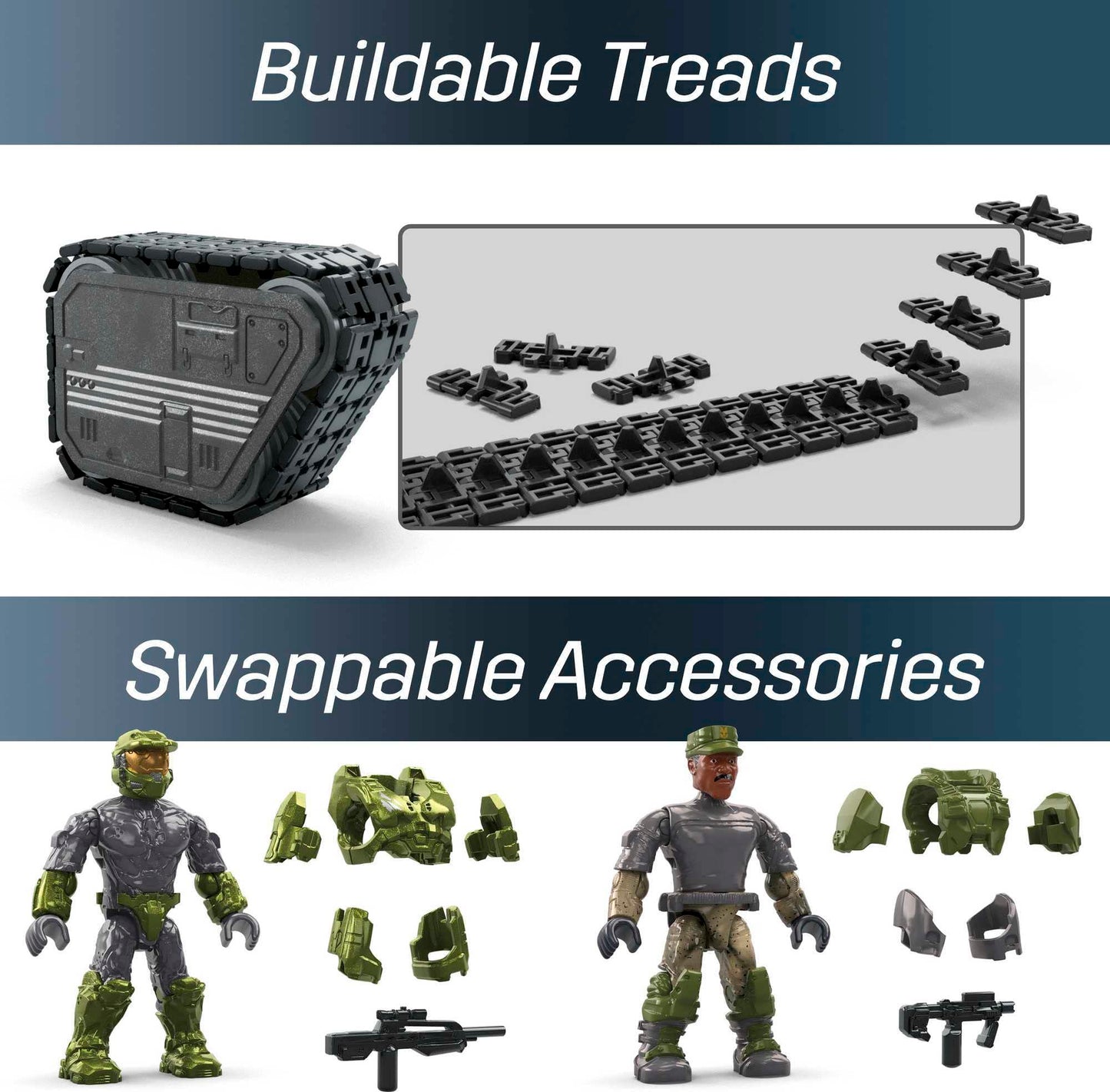 Mega Halo Infinite Building Toys Set, Unsc Elephant Sandnest Tank With 2041 Pieces, 5 Poseable Articulation Micro Action Figures, Green, Kids And Fans