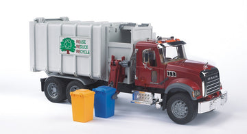 Bruder Mack Granite Side Loading Garbage Truck, White, Model 02811, Plastic Construction