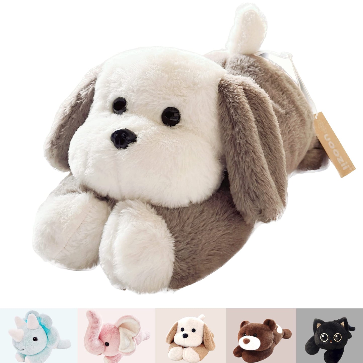 Uoozii 16'' | 3 Pounds Grey & White Dog Weighted Stuffed Animals - Cute Weighted Plush Toy Comfort Big Weighted Throw Pillow Gif