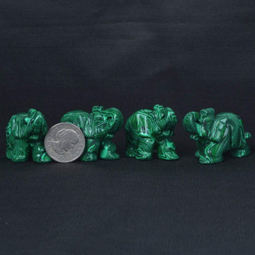 Justinstones Synthetic Malachite Carved Elephant Crystal Animal Totem Spirit Stone Figurine 2 Inch