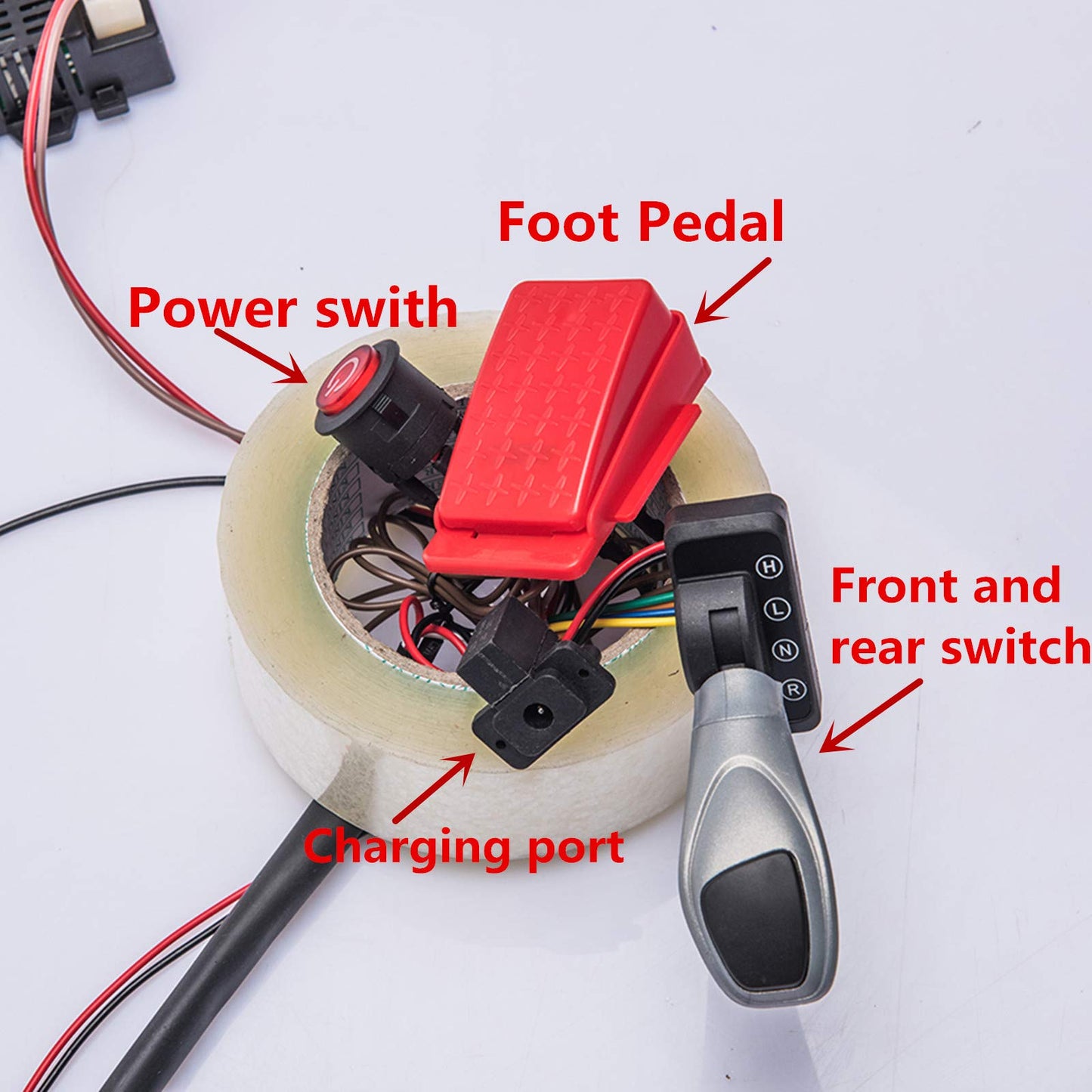 24 Volt Children Electric Car DIY Modified Wires and Switch Kit,with 2.4G Bluetooth Remote Control and Receiver,for Children Ele