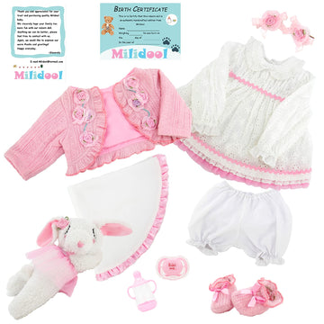Milidool Lifelike Reborn Baby Dolls Girl - Realistic Newborn Girl Dolls Realistic Silicone Baby Dolls Girl Real Baby Doll Packaged With Bunny Toy Feeding Toy Accessories Gift Set For Kids Age 3+