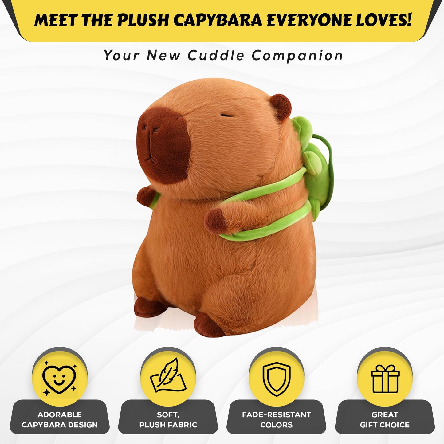 Kaizenjoy 9.8 Inch Capybara Plush Toy With Turtle Backpack, Cute Animal Plush, Cute Doll For Kids, For Girls/Boys, Anxiety Stuff