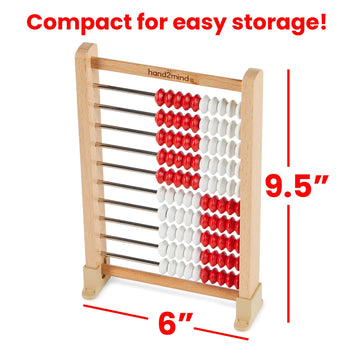 hand2mind Mini Wooden Rekenrek Abacus for Kids, 9.5"x6", Red/White, Set of 4, Math Manipulatives for Kindergarten and Elementary
