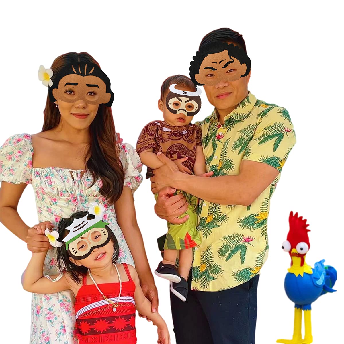 NF 11pcs Tropical Party Felt Mask, Hawaiian Theme Party Supplies, Boy and Girl Birthday Party Dress Up Blindfold