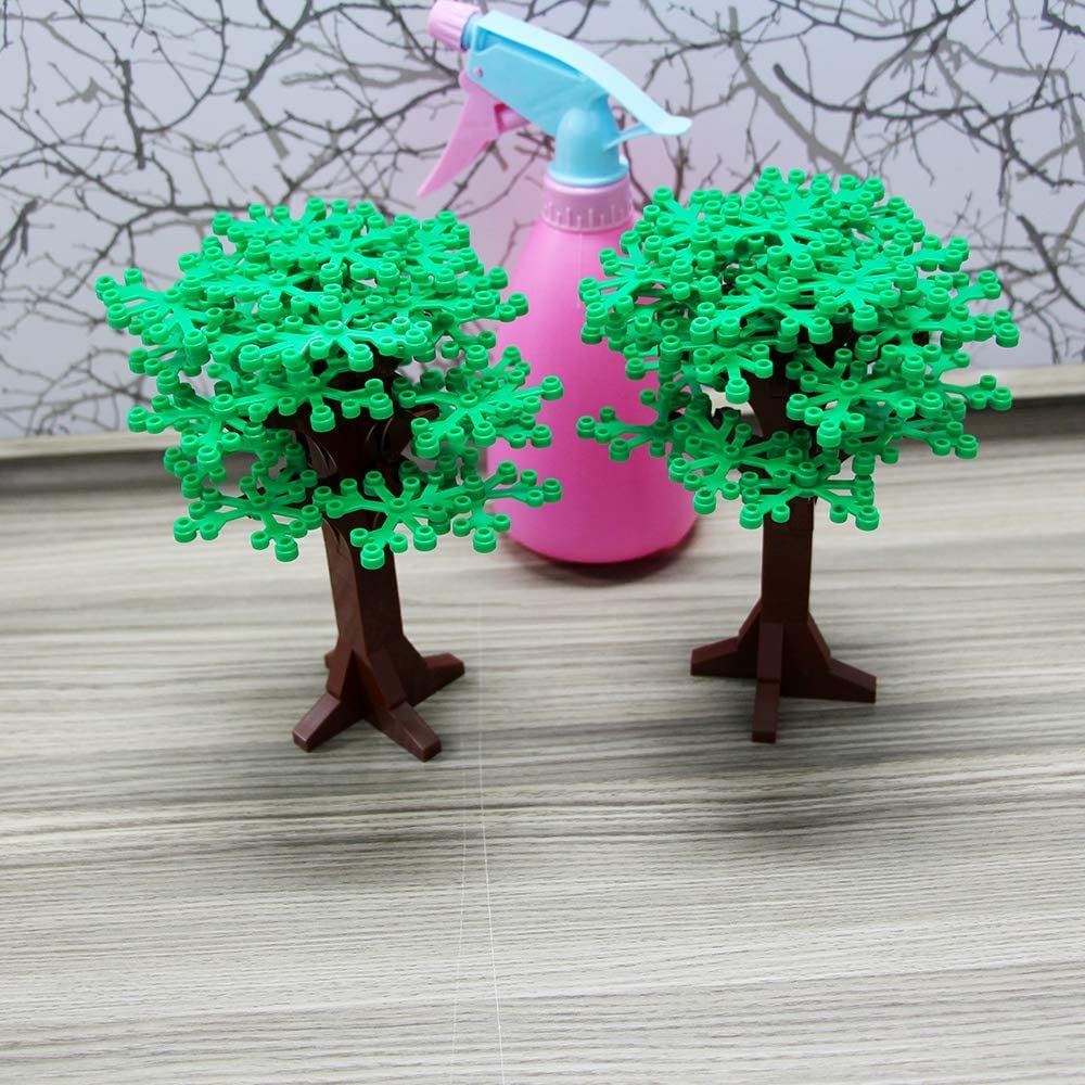 4Pcs Large Trees City Building Block Compatible With Major Brand - Classic Bricks Pieces And Parts Toy Set 6.7Inch Height Botanical Forest Garden Plant Accessories